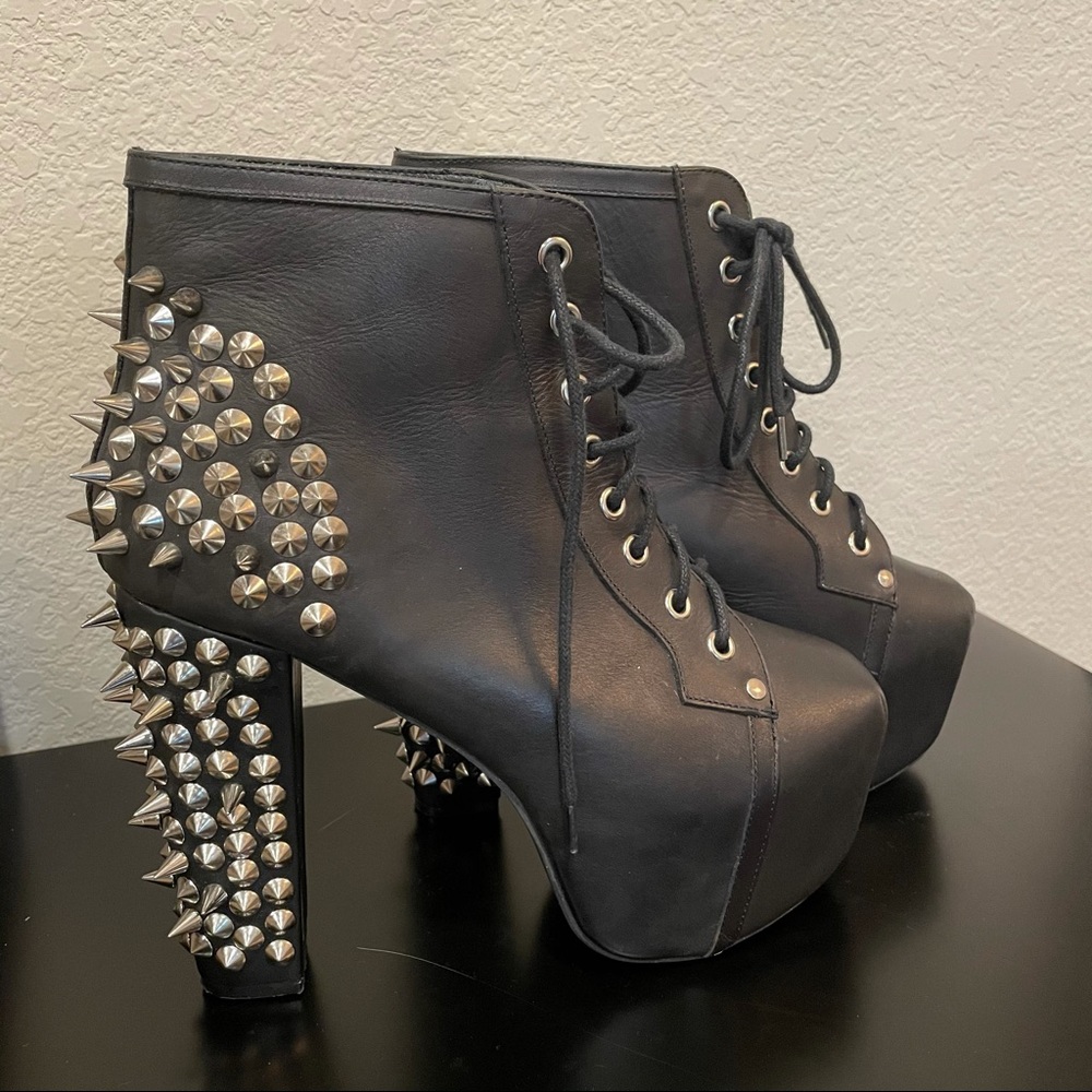 Jeffrey Campbell Spiked Black Leather Platform 9M